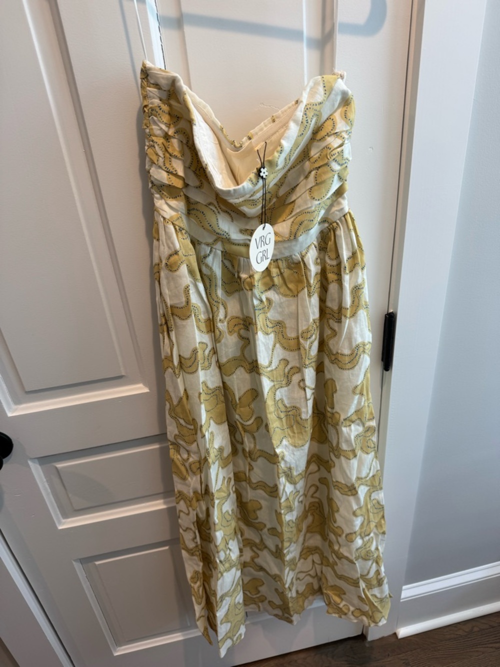 Women’s Yellow Patterned Midi Dress